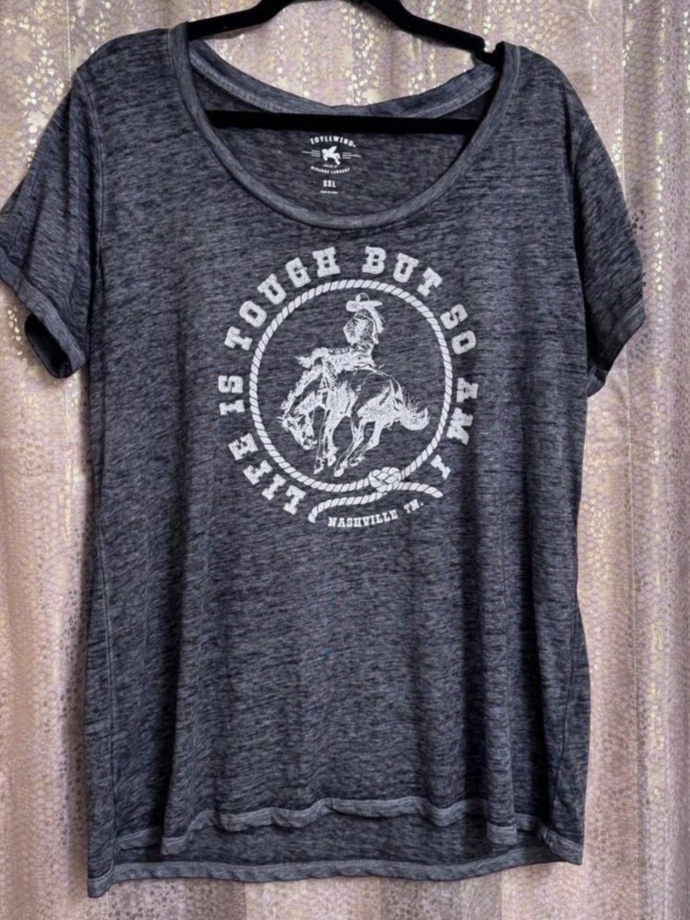 Idyllwind Miranda Lambert Gray Sheer Stretchy Cowgirl Nashville T Shirt XXL
